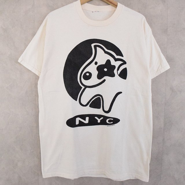 画像1: "NYC"牛イラストプリントTシャツ (1)