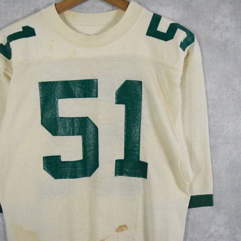 60's RUSSELL SOUTHERN USA製 ラバープリント フットボールTシャツ M