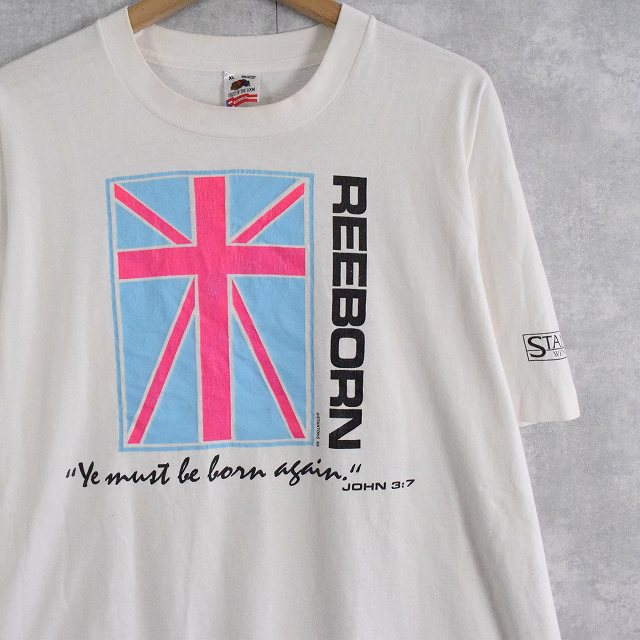 画像1: 80's USA製 "REBORN" メッセージTシャツ XL (1)