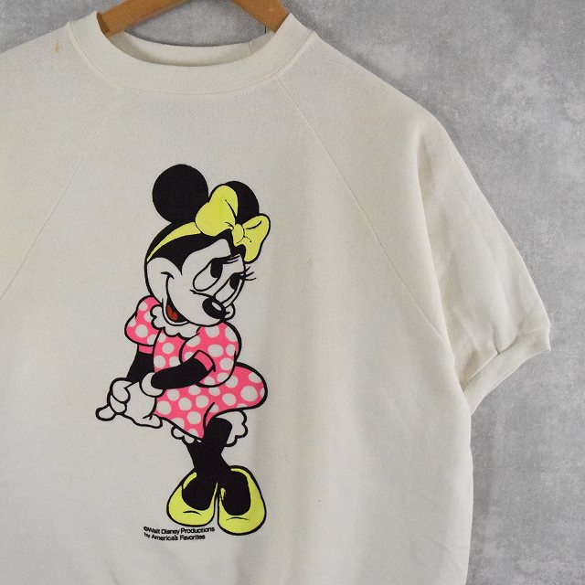 80's MINNIE MOUSE USA製 発泡プリント半袖スウェット XL