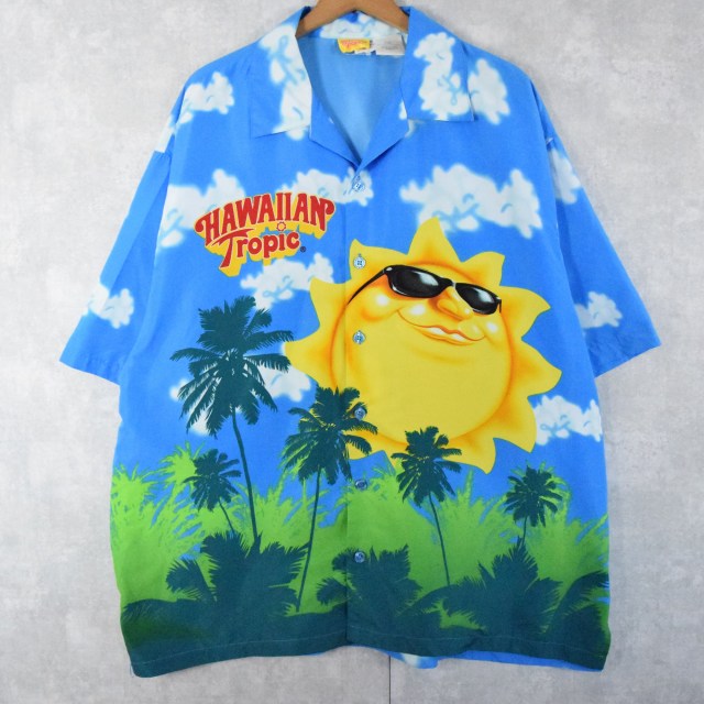 画像1: Hawaiian Tropic サンオイルメーカー オープンカラーシャツ XXL (1)