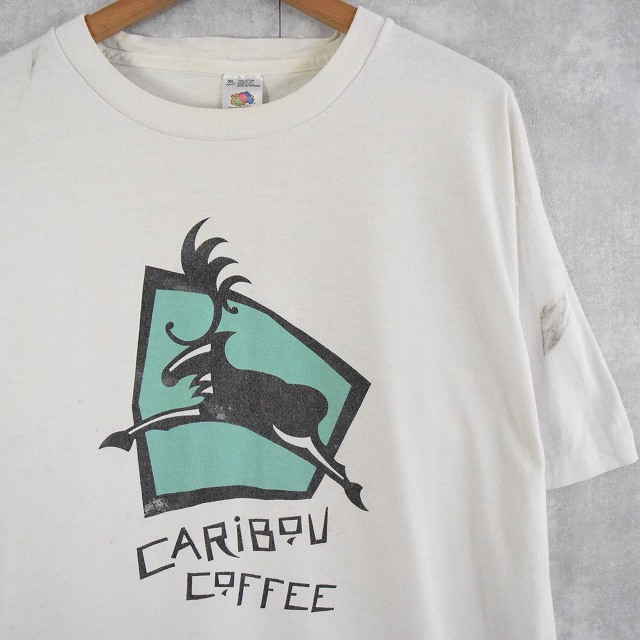 画像1: 90's USA製 "CARIBOU COFFEE" プリントTシャツ XL (1)