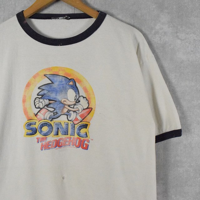 画像1: 90's SONIC "THE HEDGEHOG" ゲームキャラクタープリント リンガーTシャツ (1)