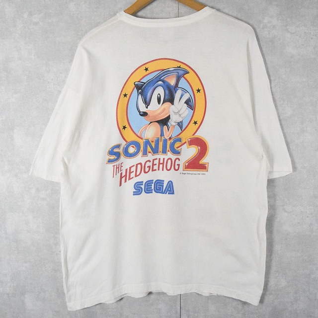 画像1: 90's SONIC "THE HEDGEHOG2" ゲームキャラクタープリントTシャツ XL (1)