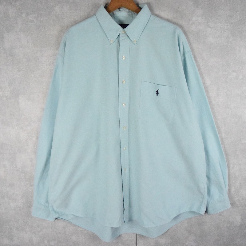 画像1: Ralph Lauren "BIG SHIRT" ロゴ刺繍 コットンボタンダウンシャツ XL (1)