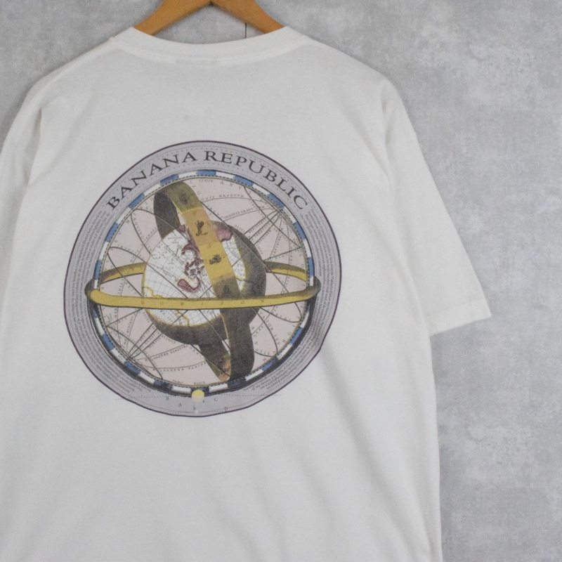 90's BANANA REPUBLIC USA製 地球儀イラストTシャツ L