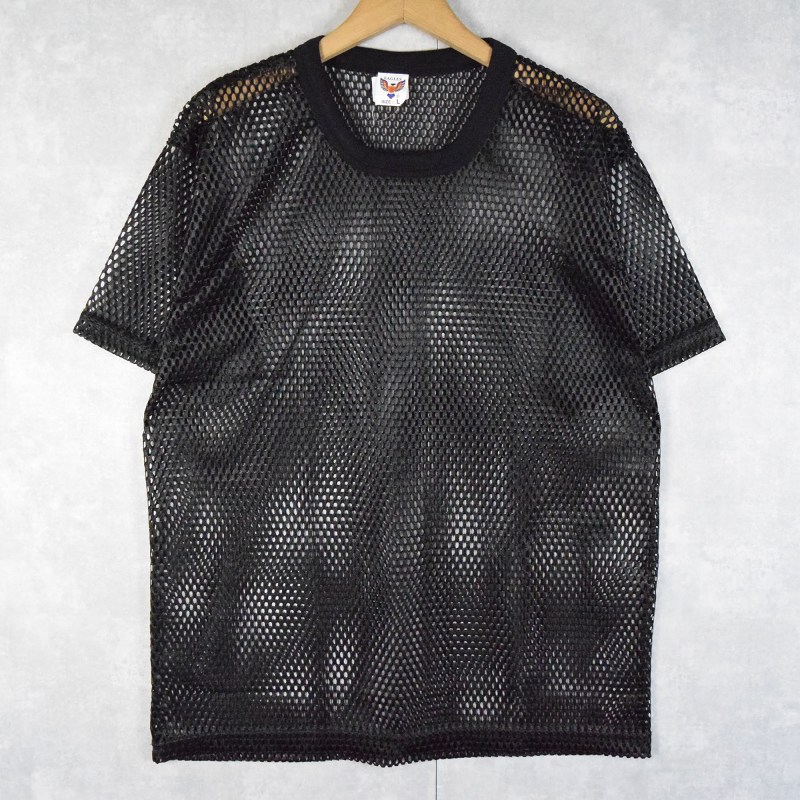 画像1: EAGLES ポリエステル×コットン メッシュTシャツ BLACK L (1)