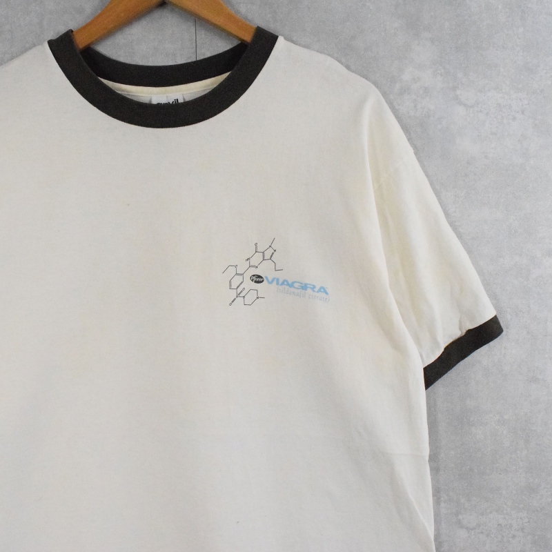 90's VIAGRA USA製 医薬品 プリントリンガーTシャツ XL