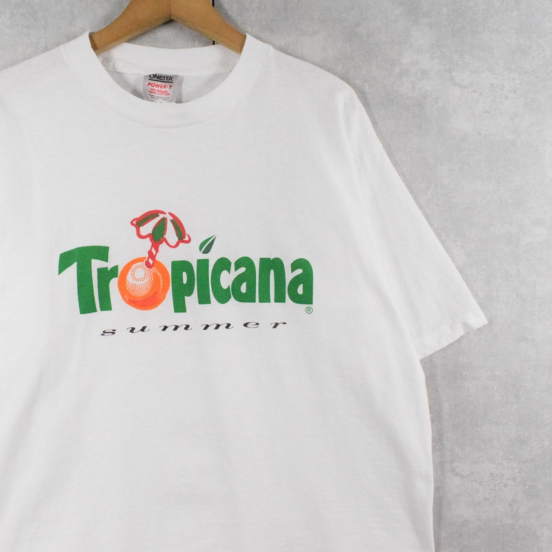 90's Tropicana 飲料メーカー ロゴプリントTシャツ XL