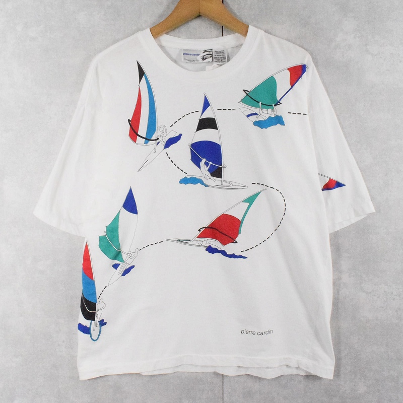 80〜90's pierre cardin ヨットプリントTシャツ L