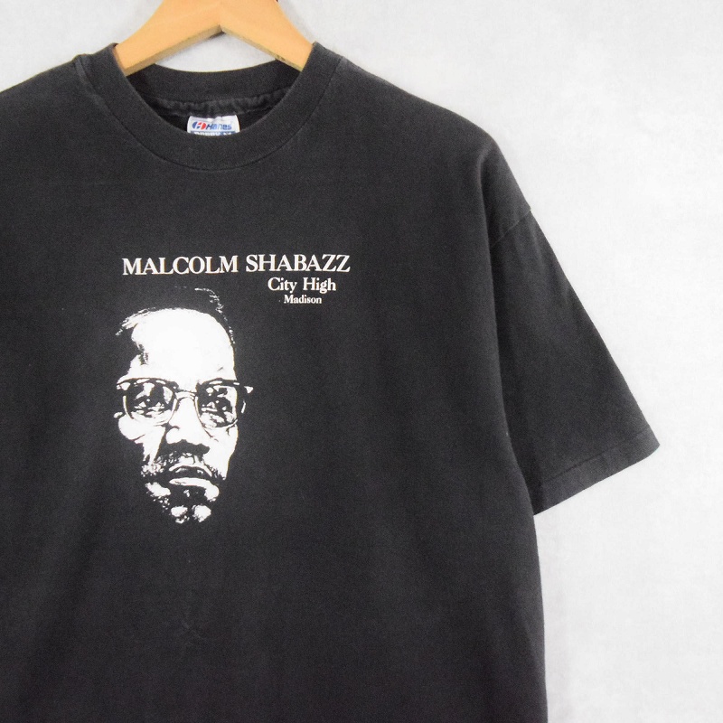 90's Malcolm Shabazz USA製 プリントTシャツ BLACK L