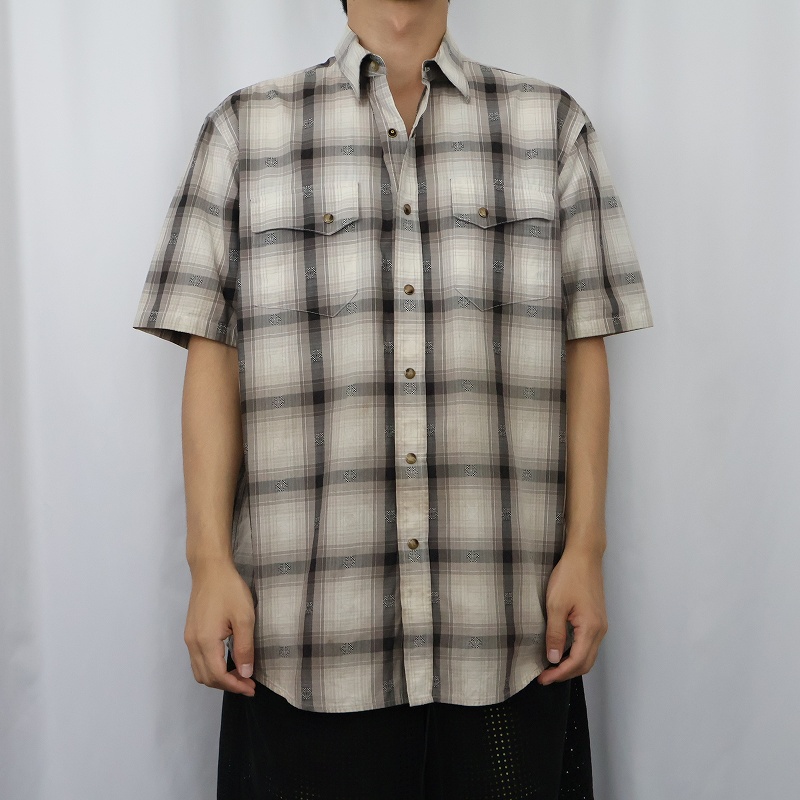 画像2: PENDLETON オンブレーチェック柄 ドビー織り コットン×ポリエステルシャツ M (2)