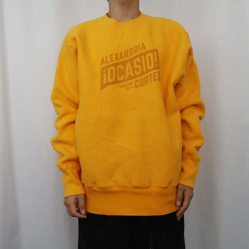 画像2: 90's CAMBER REVERSE WEAVE TYPE USA製 "Alexandria Ocasio-Cortez" 政治家プリントスウェット L (2)