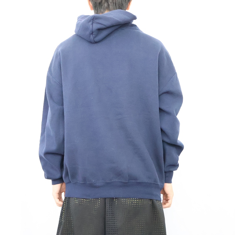 画像3: 90's JERZEES USA製 イラストプリントスウェットフーディー NAVY XL (3)