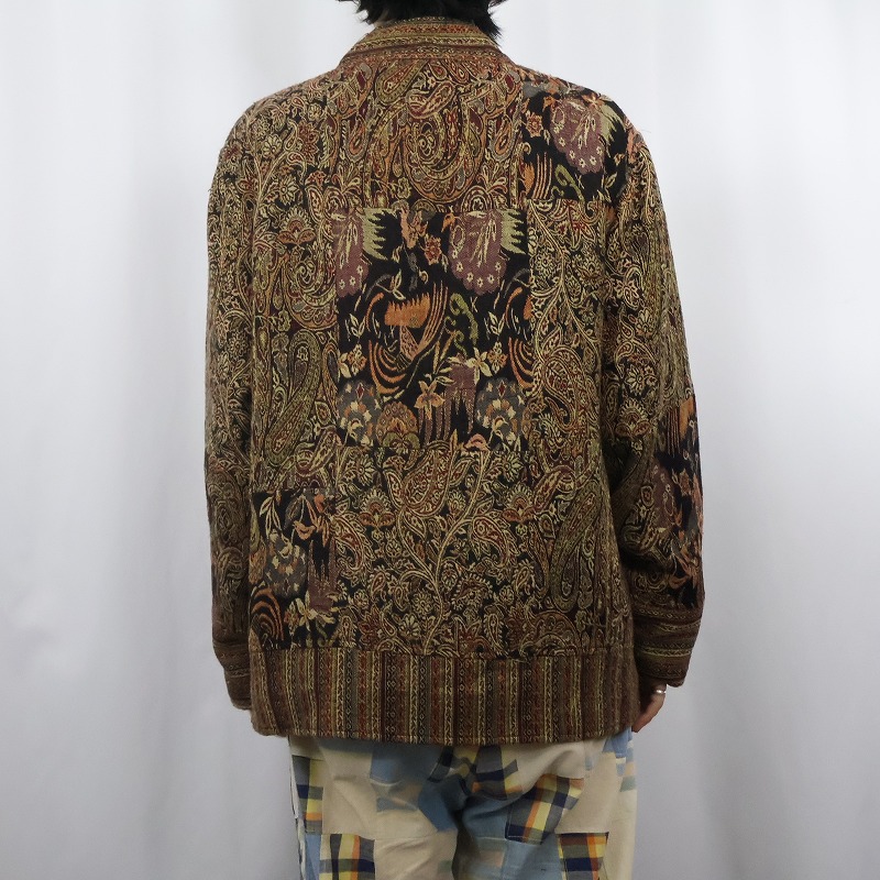 画像3: White Stag 総柄 ジャガードパッチワーク チャイナジャケット L (3)