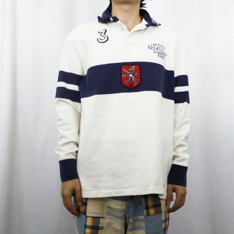 画像2: POLO Ralph Lauren エルボーパッチ付き ラガーシャツ M (2)