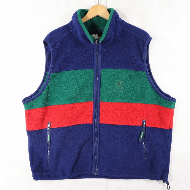画像1: 90's Eddie Bauer EBTEK USA製 "POLARTEC" ロゴ刺繍 切り替えデザイン フリースベスト L (1)