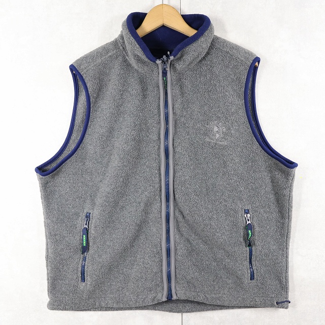 画像1: 90's Eddie Bauer EBTEK "POLARTEC" ロゴ刺繍 フリースベスト M (1)