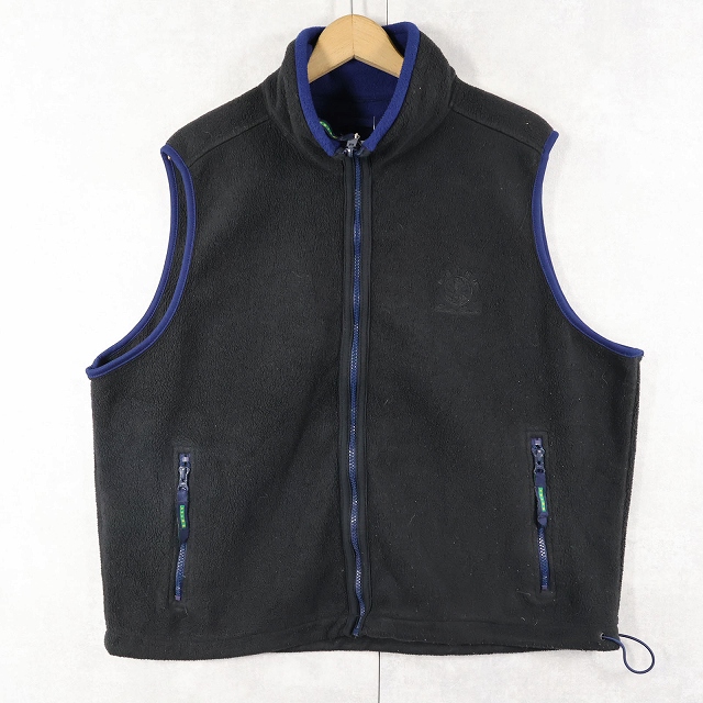 画像1: 90's Eddie Bauer EBTEK "POLARTEC" ロゴ刺繍 フリースベスト BLACK M (1)