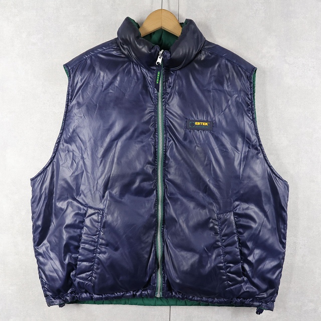 画像2: 90's Eddie Bauer EBTEK ロゴ刺繍 リバーシブル ダウンベスト L (2)