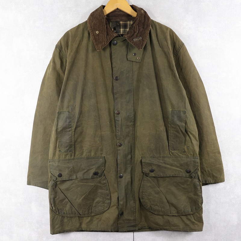 画像1: 90's Barbour ENGLAND製 "BORDER" ロゴピンズ付き オイルドジャケット 3ワラント (1)