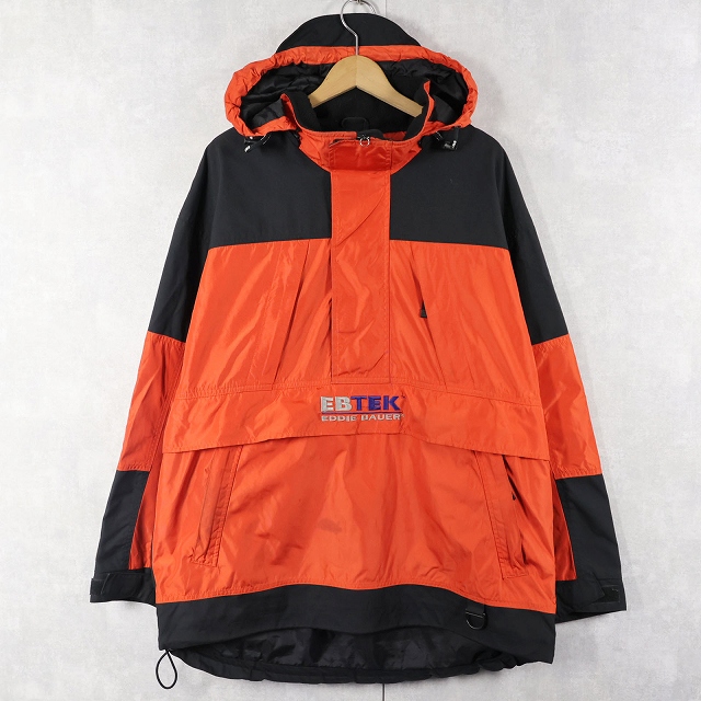 画像1: 90's Eddie Bauer EBTEK ロゴ刺繍  ナイロンアノラックパーカー M (1)