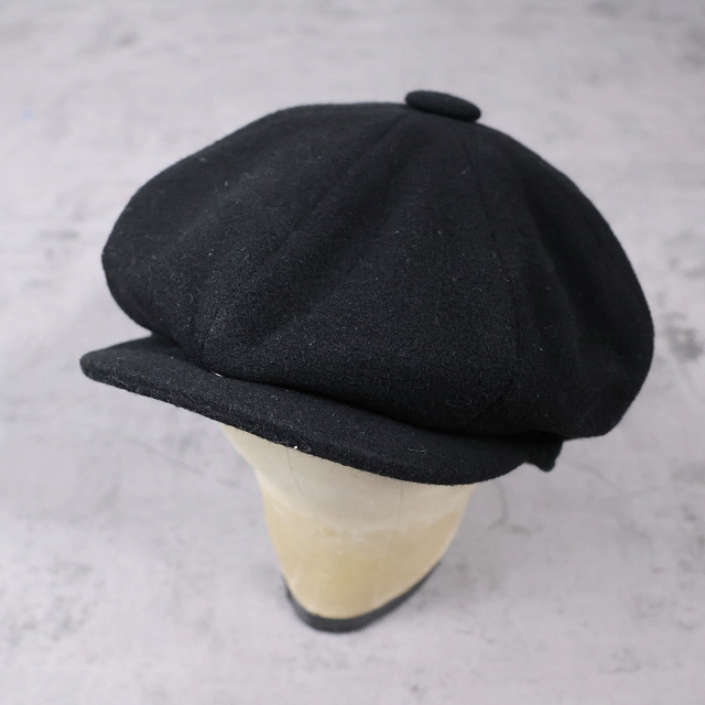 画像1: 90's KANGOL BRITIAN製 ウール×ナイロンキャスケット BLACK XL (1)