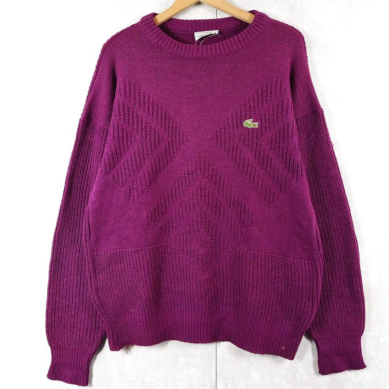 画像1: 70〜80's CHEMISE LACOSTE FRANCE製 柄編み ウールニットセーター SIZE4 (1)