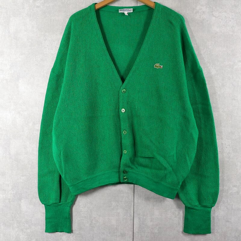 画像1: 70〜80's CHEMISE LACOSTE FRANCE製 ロゴ刺繍 ウールニットカーディガン SIZE5 (1)