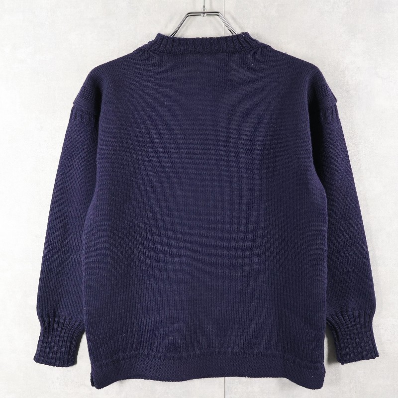 画像1: VINTAGE ウール ガンジーニットセーター NAVY (1)