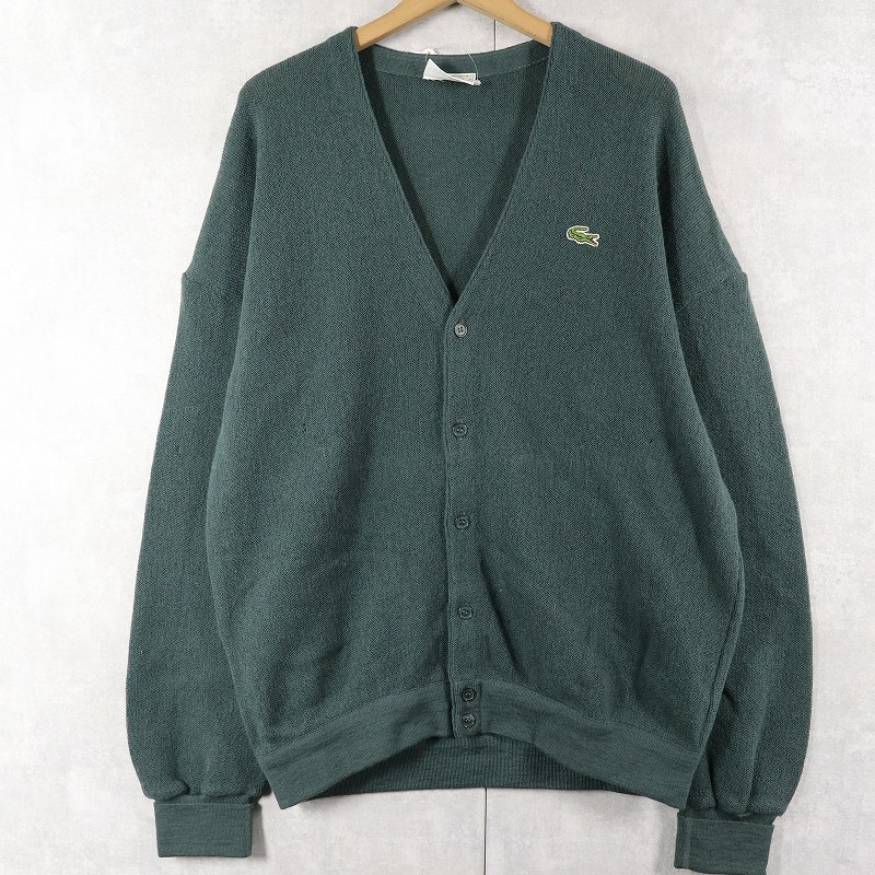 画像1: 70〜80's CHEMISE LACOSTE FRANCE製 ロゴ刺繍 ウールニットカーディガン SIZE5 (1)