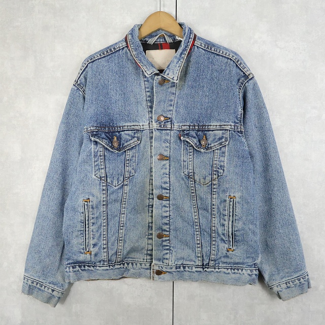 画像1: 90's Levi's 70427 USA製 チェック柄ライナー デニムジャケット (1)