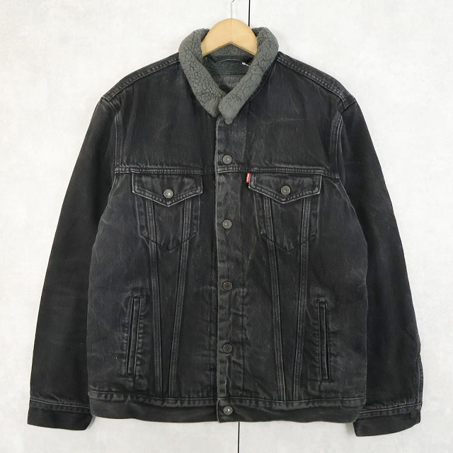 画像1: Levi's ブラックデニムボアジャケット L (1)