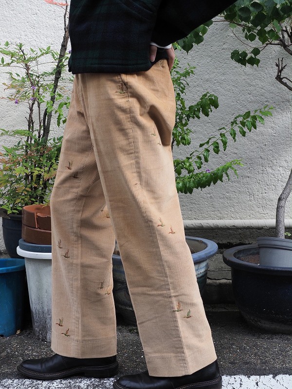 画像1: 70's The Sporting Life 鳥刺繍 コーデュロイパンツ W37 (1)