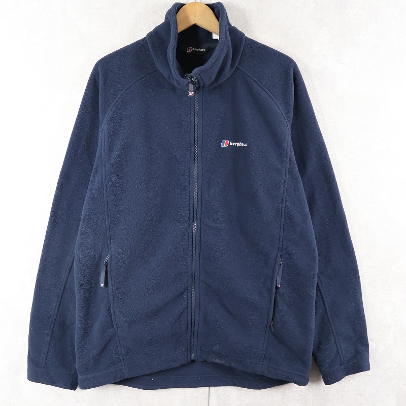 画像1: berghaus ロゴ刺繍 フリースジップジャケット NAVY L (1)