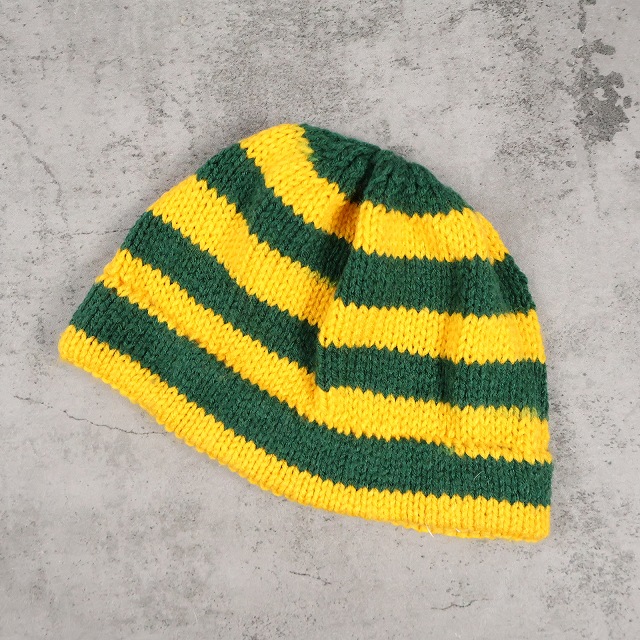 画像1: ボーダー柄 ハンドニットキャップ (1)