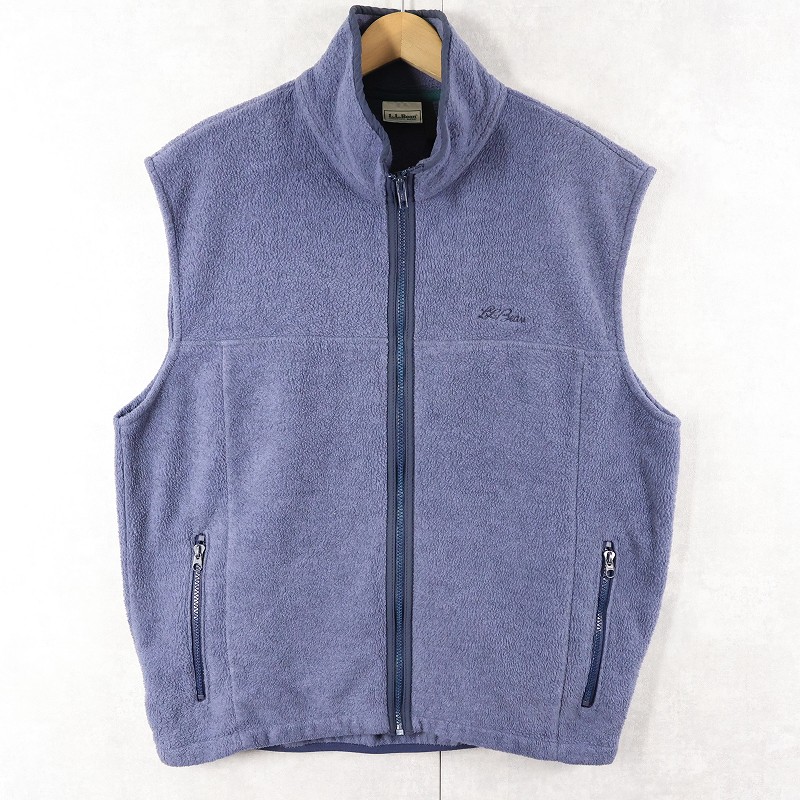 画像1: 90's L.L.Bean 筆記体ロゴ刺繍 フリースベスト  (1)