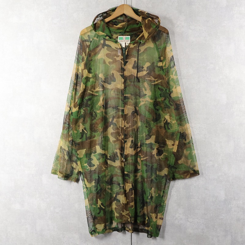 画像1: 70's GAME WINNER ウッドランドカモ柄 フード付き メッシュコート XL (1)