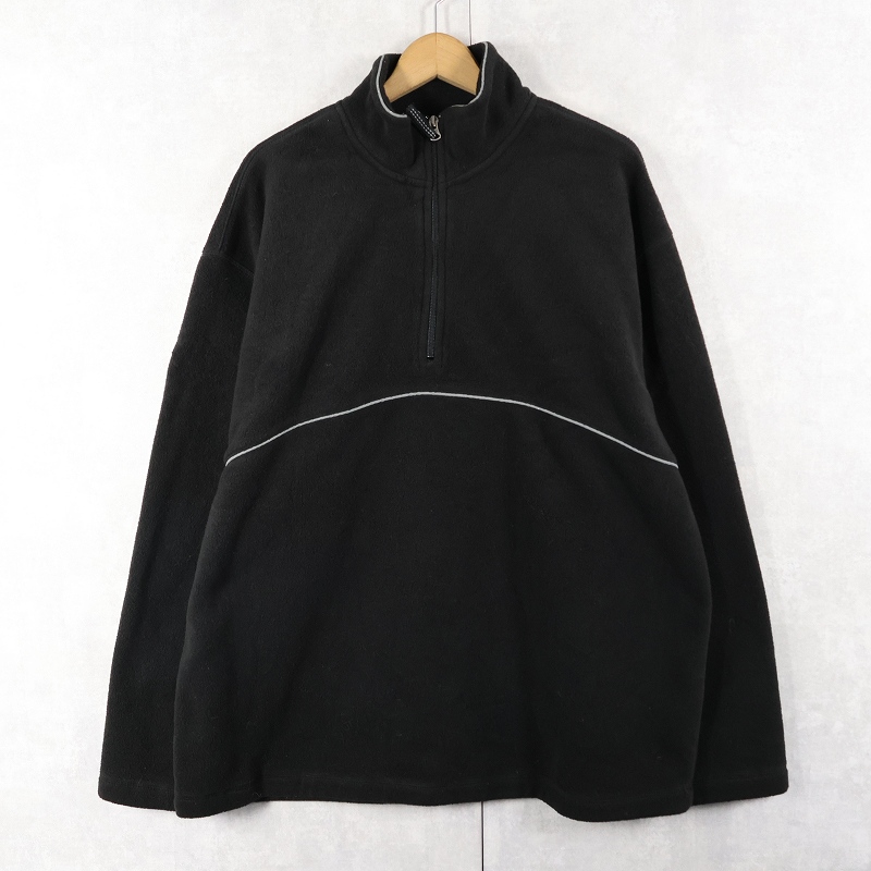 画像1: GAP "GAP ATHLETIC" リフレクターデザイン ハーフジップ フリースプルオーバージャケット BLACK XL (1)