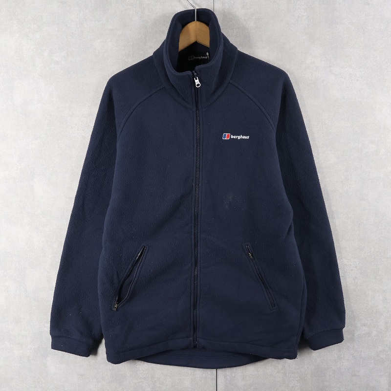 画像1: 2000's berghaus ロゴ刺繍 フリースジャケット NAVY S (1)