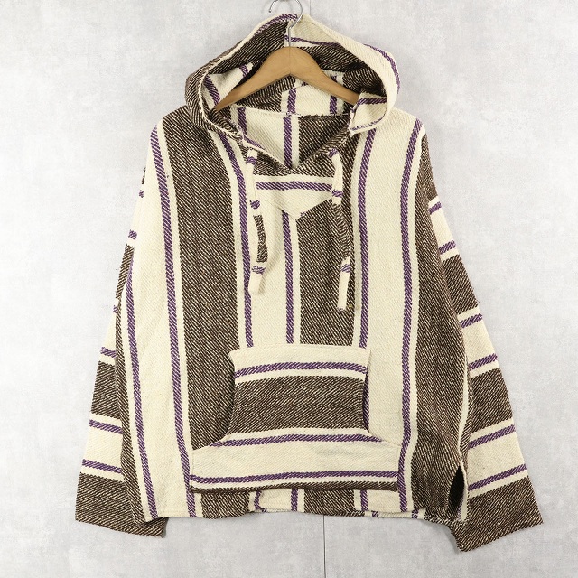 画像1: 80〜90's ストライプ柄 メキシカンパーカー (1)