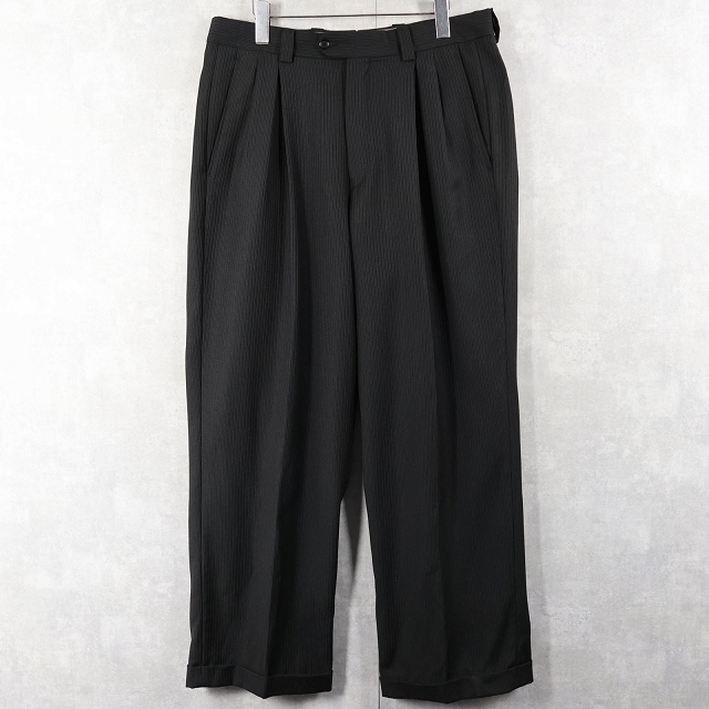 画像3: STEVE HARVEY ITALY製 ストライプ柄 2タック ウールスラックス BLACK W34 (3)