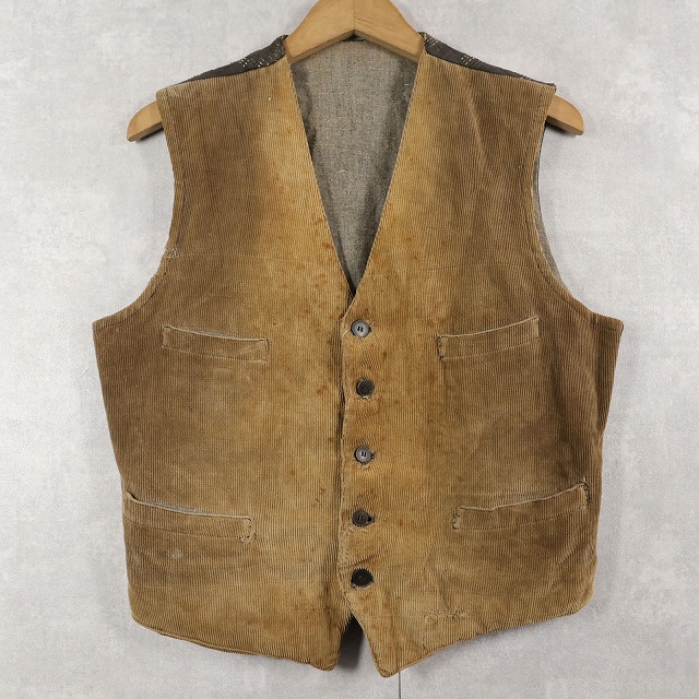 画像1: VINTAGE  針刺しシンチバック コーデュロイベスト (1)