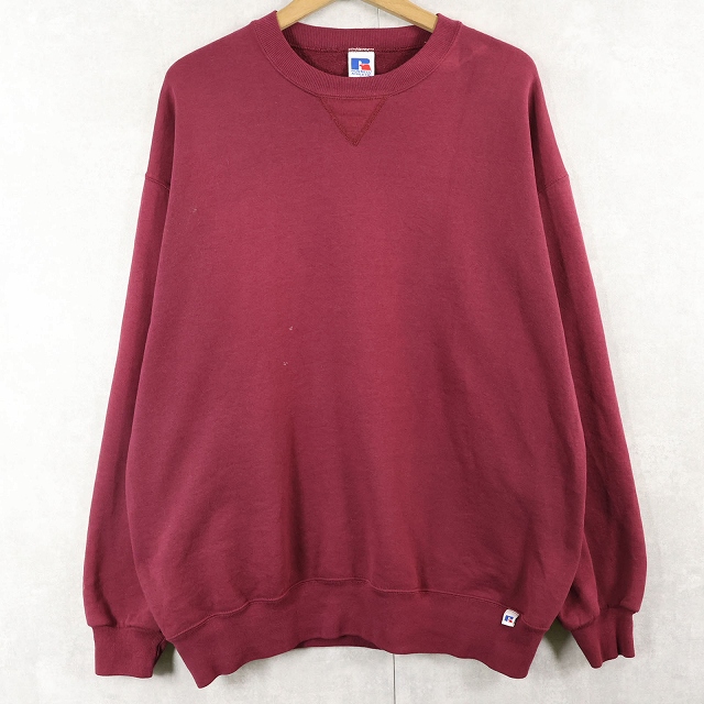 画像1: 90's RUSSELL ATHLETIC USA製 前V 無地スウェット XL (1)