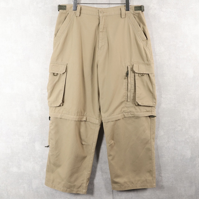 画像2: Vorth Crest 2WAYデザイン ドッキング ポリエステル×コットンカーゴパンツ W34-36 (2)