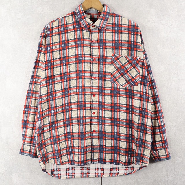 画像1: 80's〜 チェック柄 プリントネルシャツ (1)