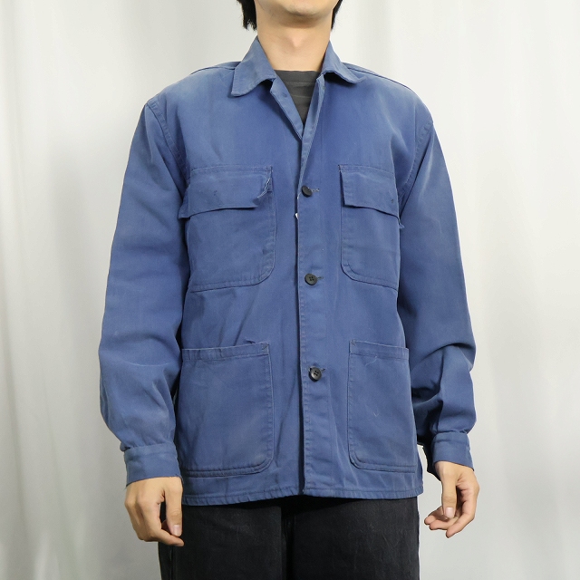 画像2: 70's〜 EURO コットンツイル ワークカバーオール (2)