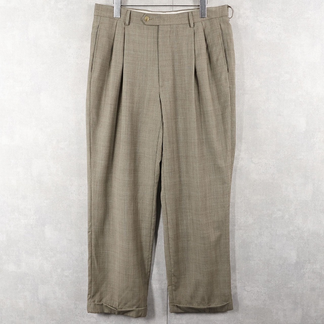 画像3: EVAN-PICONE 2タック グレンチェック柄 ウーステッドウールスラックス W33 (3)