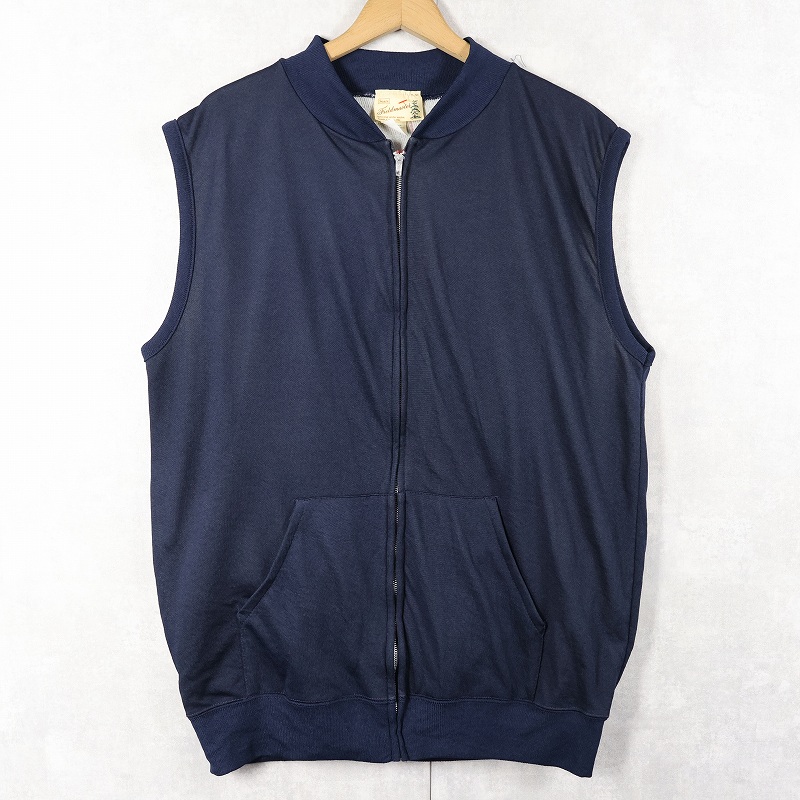 画像1: 70's Sears Fieldmaster USA製 裏サーマル ポリエステルジップベスト NAVY 2XL (1)