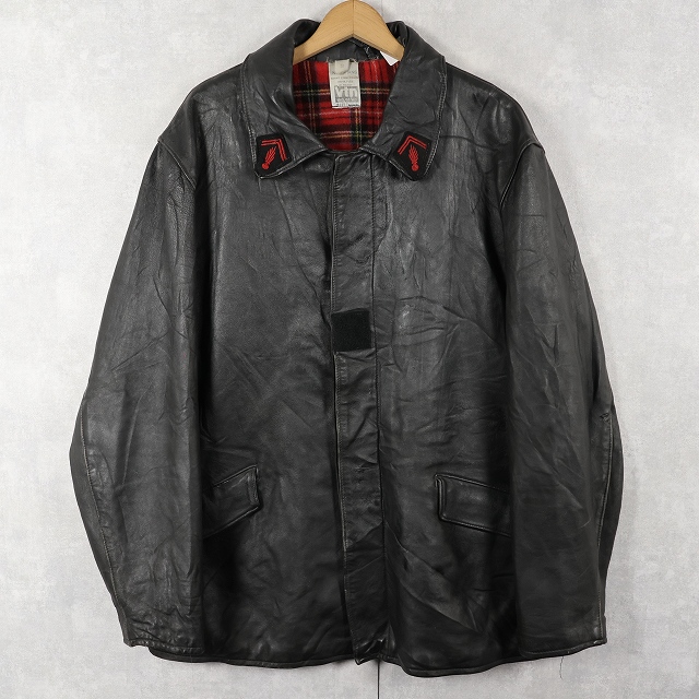 画像1: 〜60's VTN Industries フレンチファイヤーマン レザージャケット BLACK SIZE58 (1)